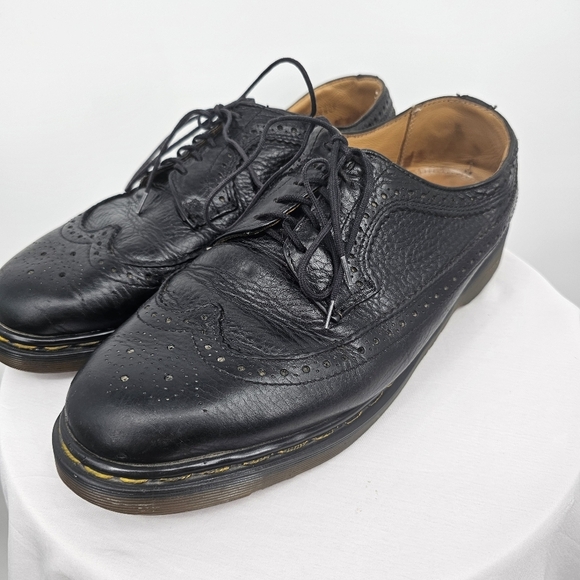 Dr.‎ Martens Made in England Vintage Black Wingtip Brogue Oxford Shoes Size 9 - Picture 3 of 10